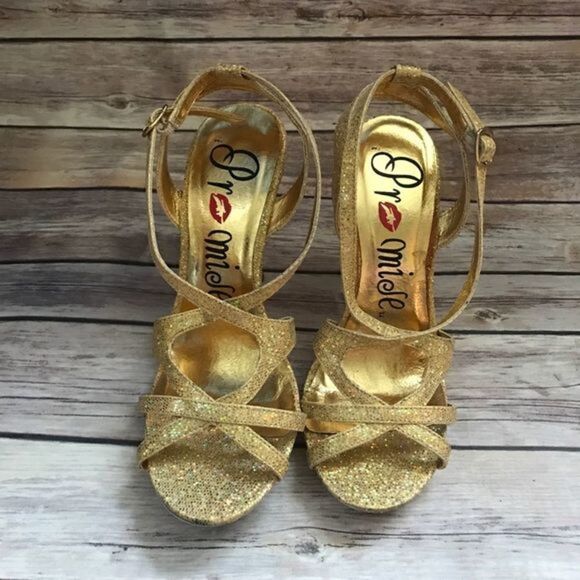 Promise Gold Strappy Heels - Picture 6 of 7